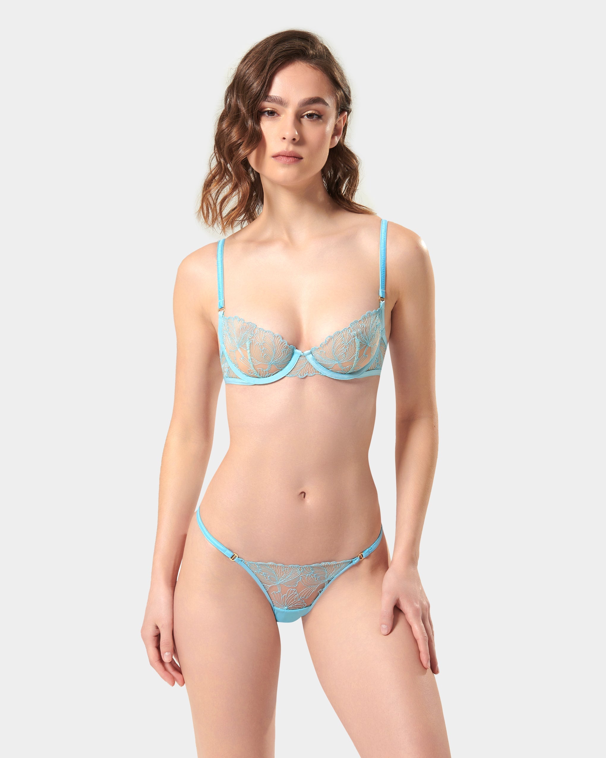 Alula Embroidered Sheer Bra Blue