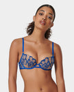 Catalina Embroidered Sheer Bra Blue