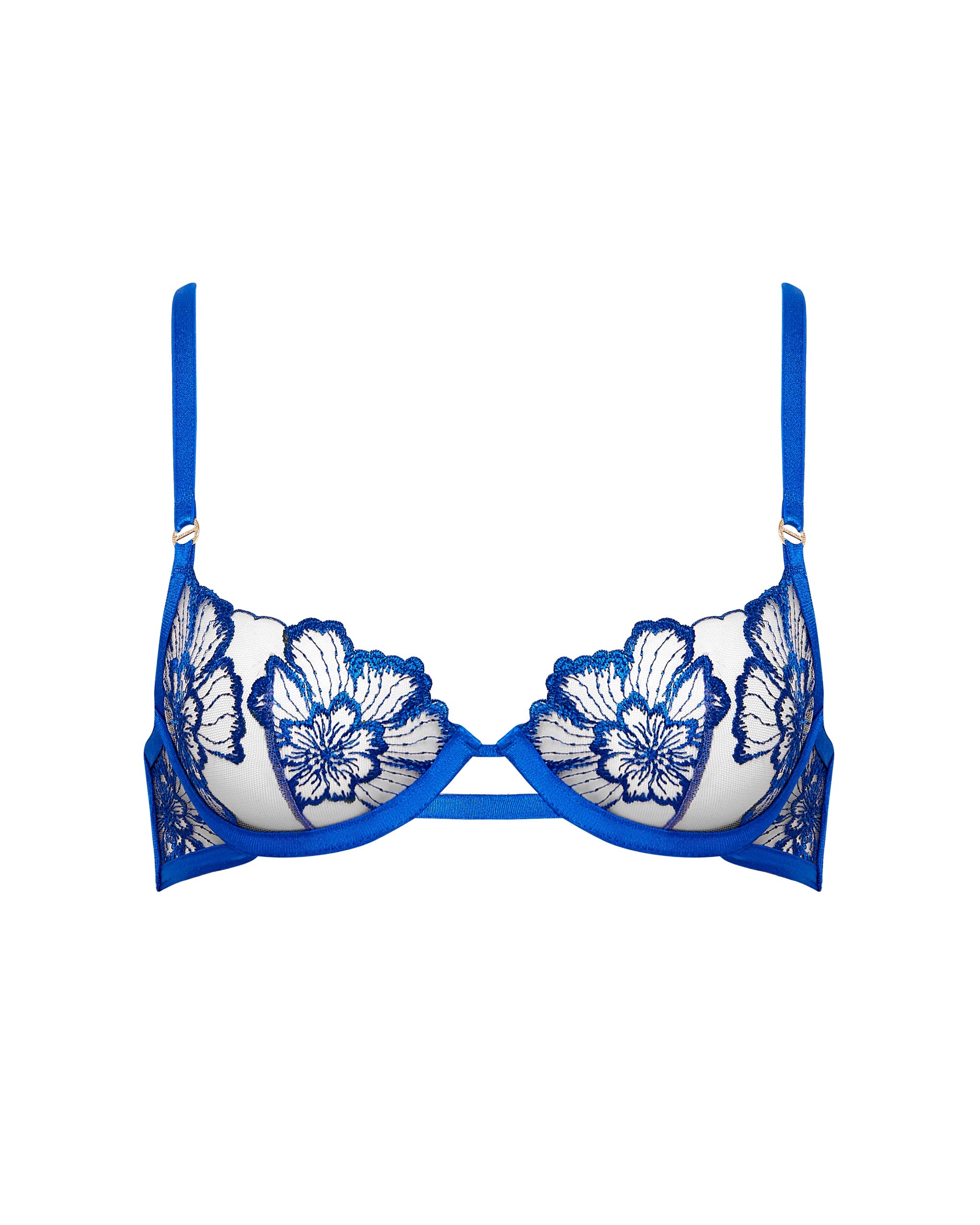 Catalina Embroidered Sheer Bra Blue