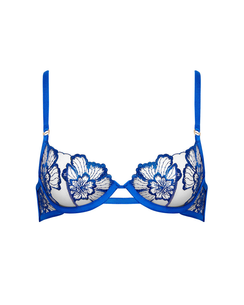 Catalina Embroidered Sheer Bra Blue