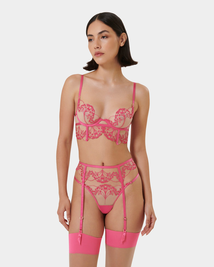 Marisa Embroidered Sheer Bra Pink