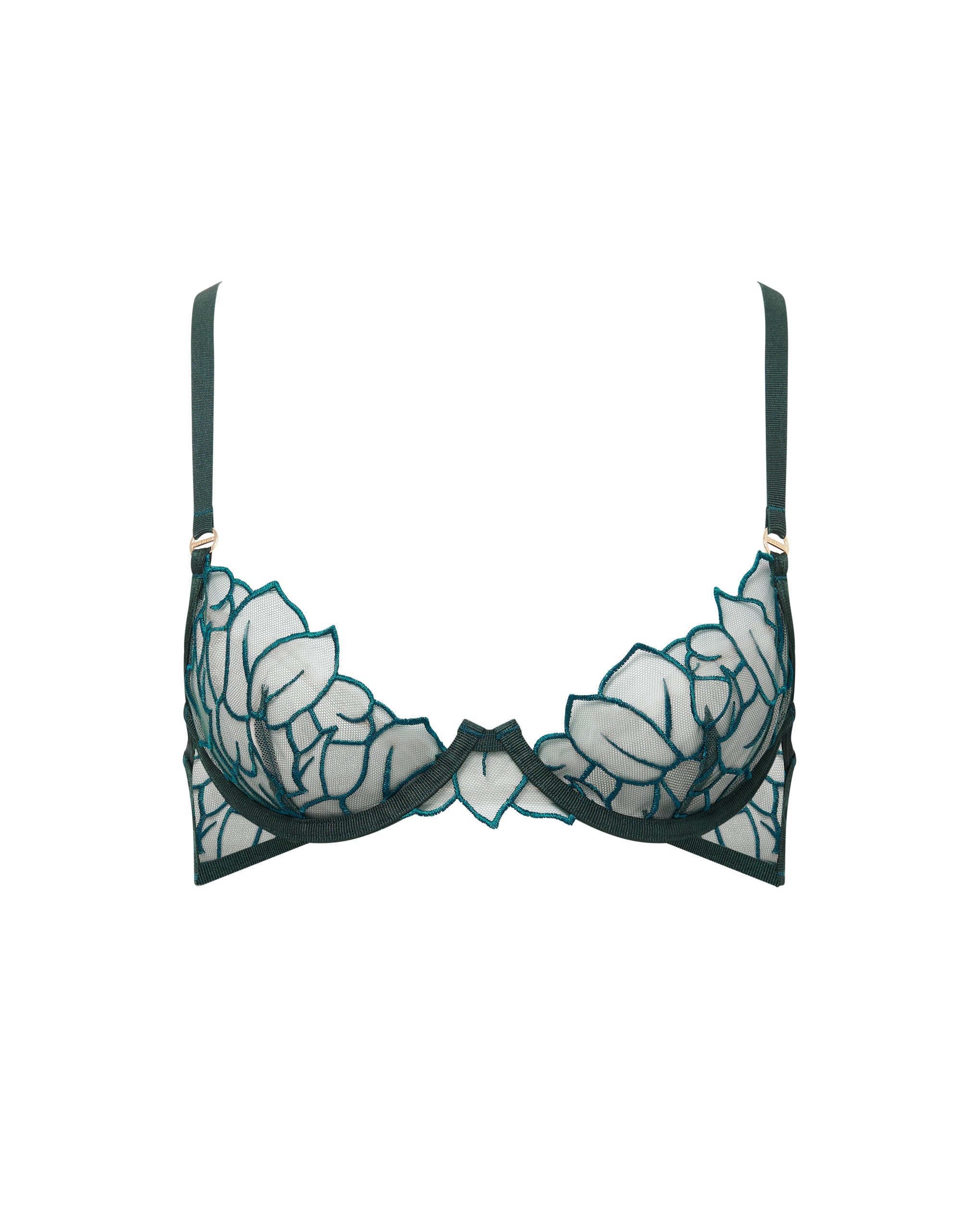 Laurel Leaf Embroidered Bra Green