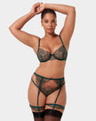 Laurel Leaf Embroidered Bra Green