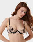 Katerine Embroidered Sheer Bra Black/Pearl