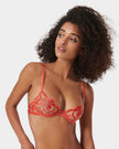 Leonora Floral Embroidered Bra Coral