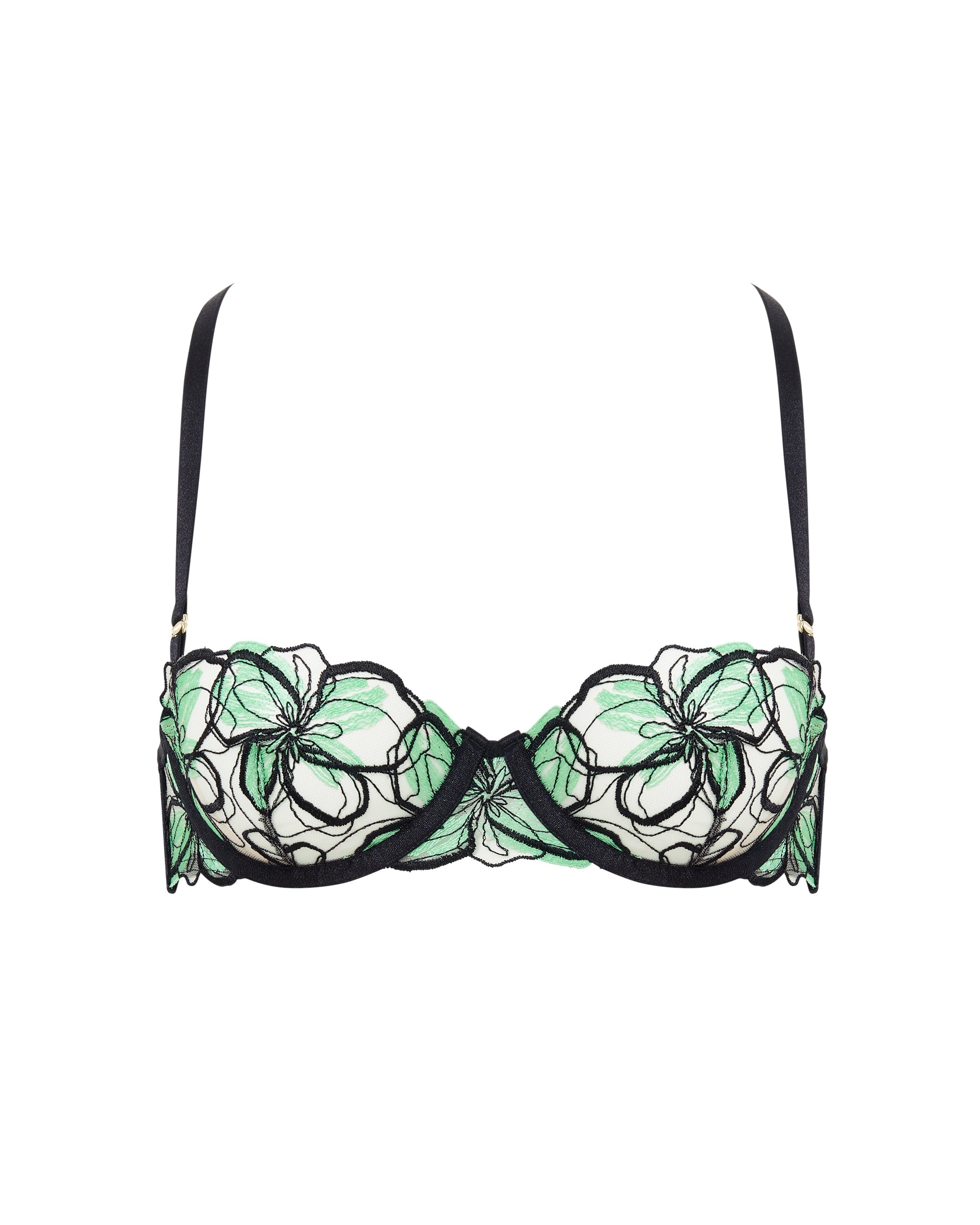 Odette Floral Balcony Bra Black/Summer Green