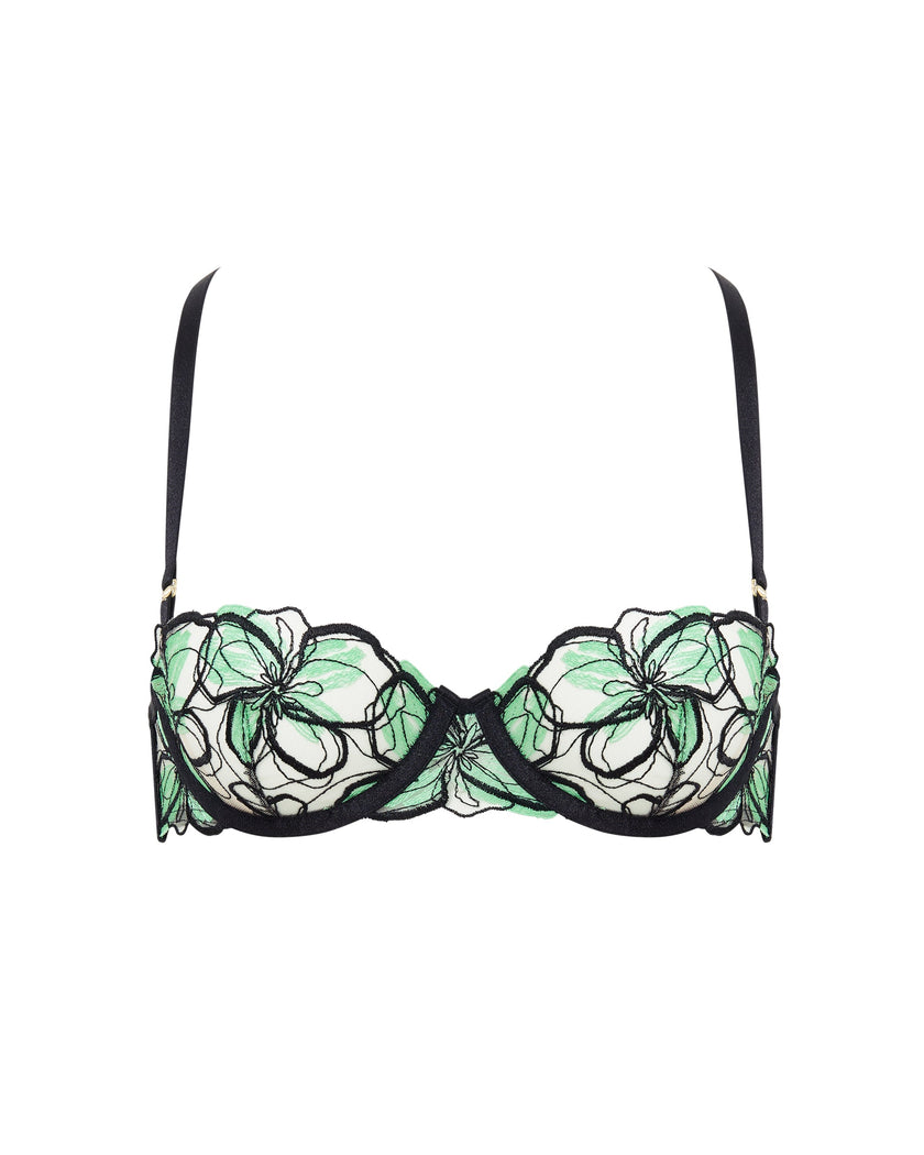 Odette Floral Balcony Bra Black/Summer Green