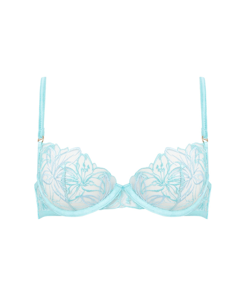 Lilly Floral Embroidered Bra Blue