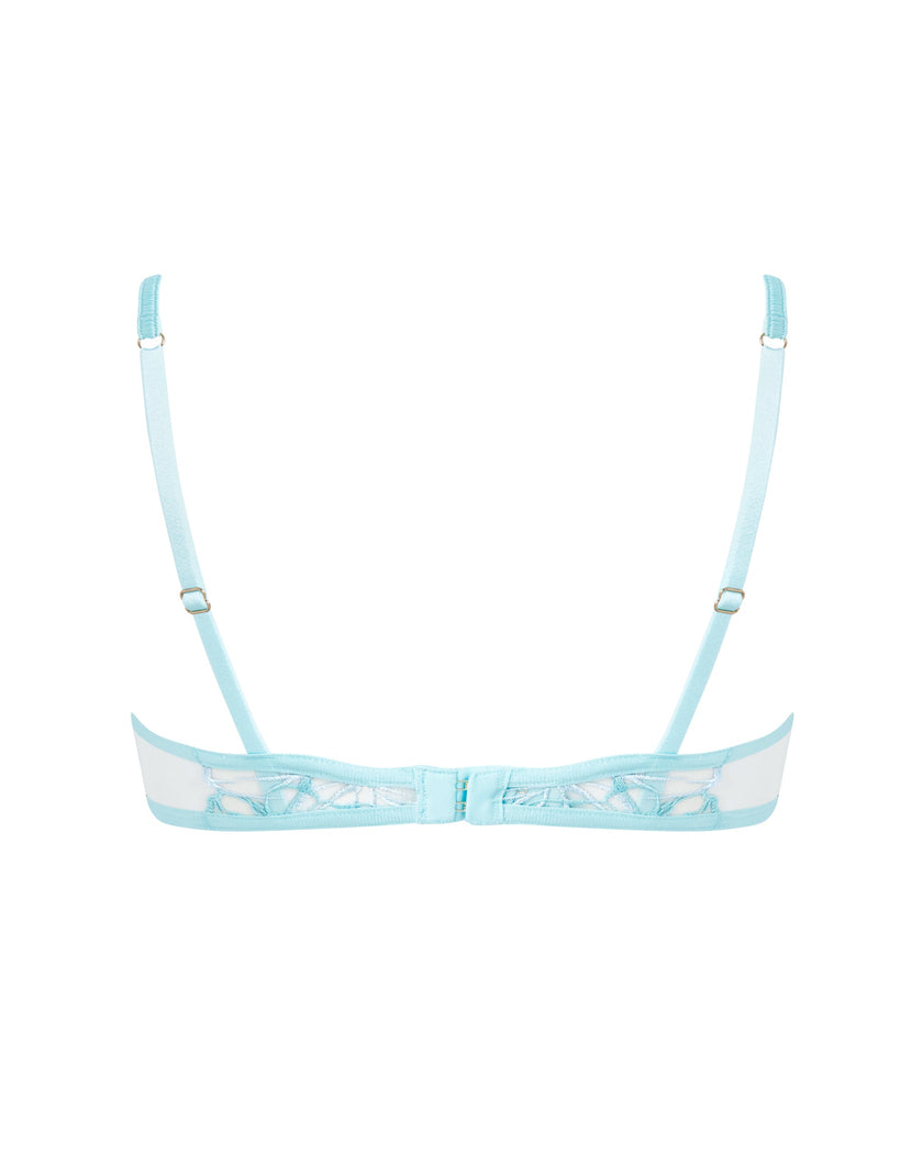 Lilly Floral Embroidered Bra Blue