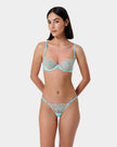 Lilly Floral Embroidered Bra Blue