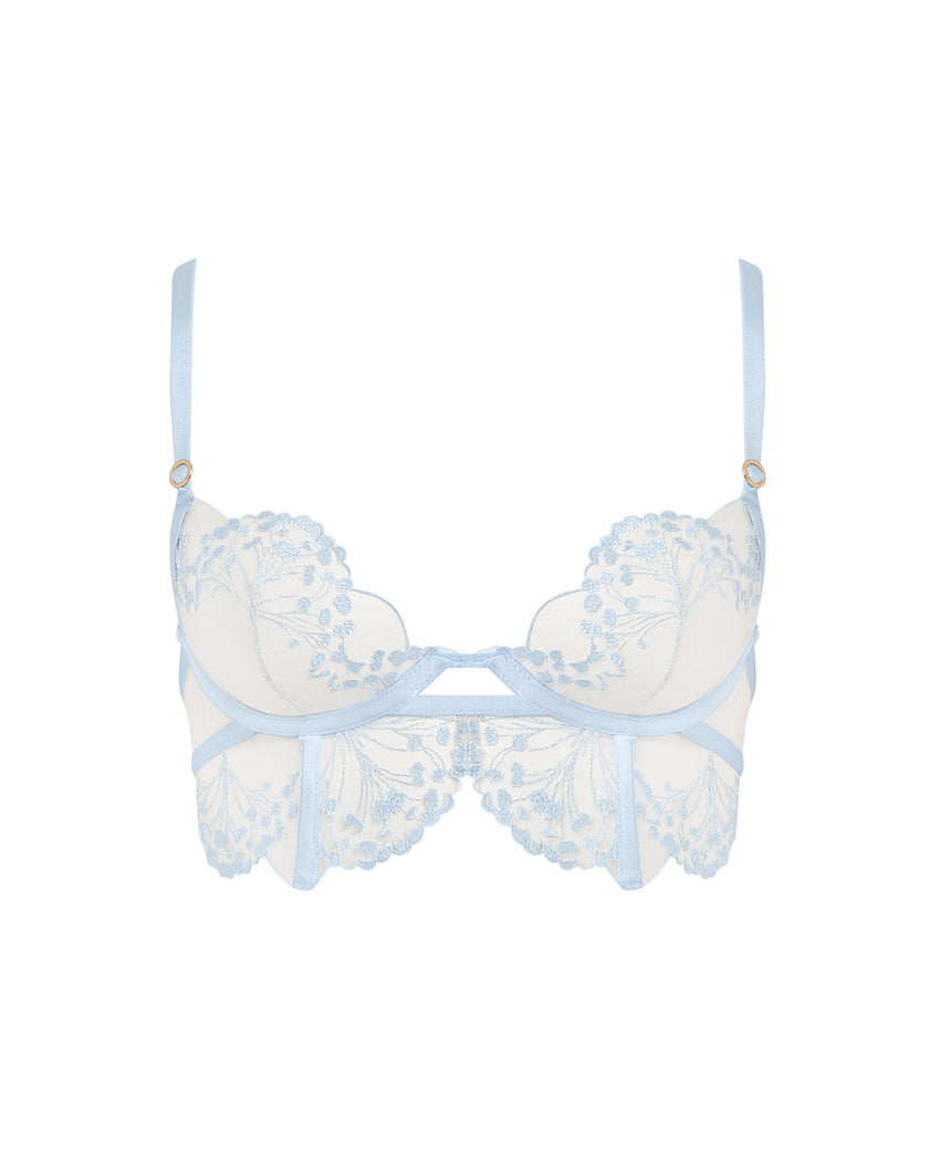 Marisa Embroidered Sheer Bra Blue