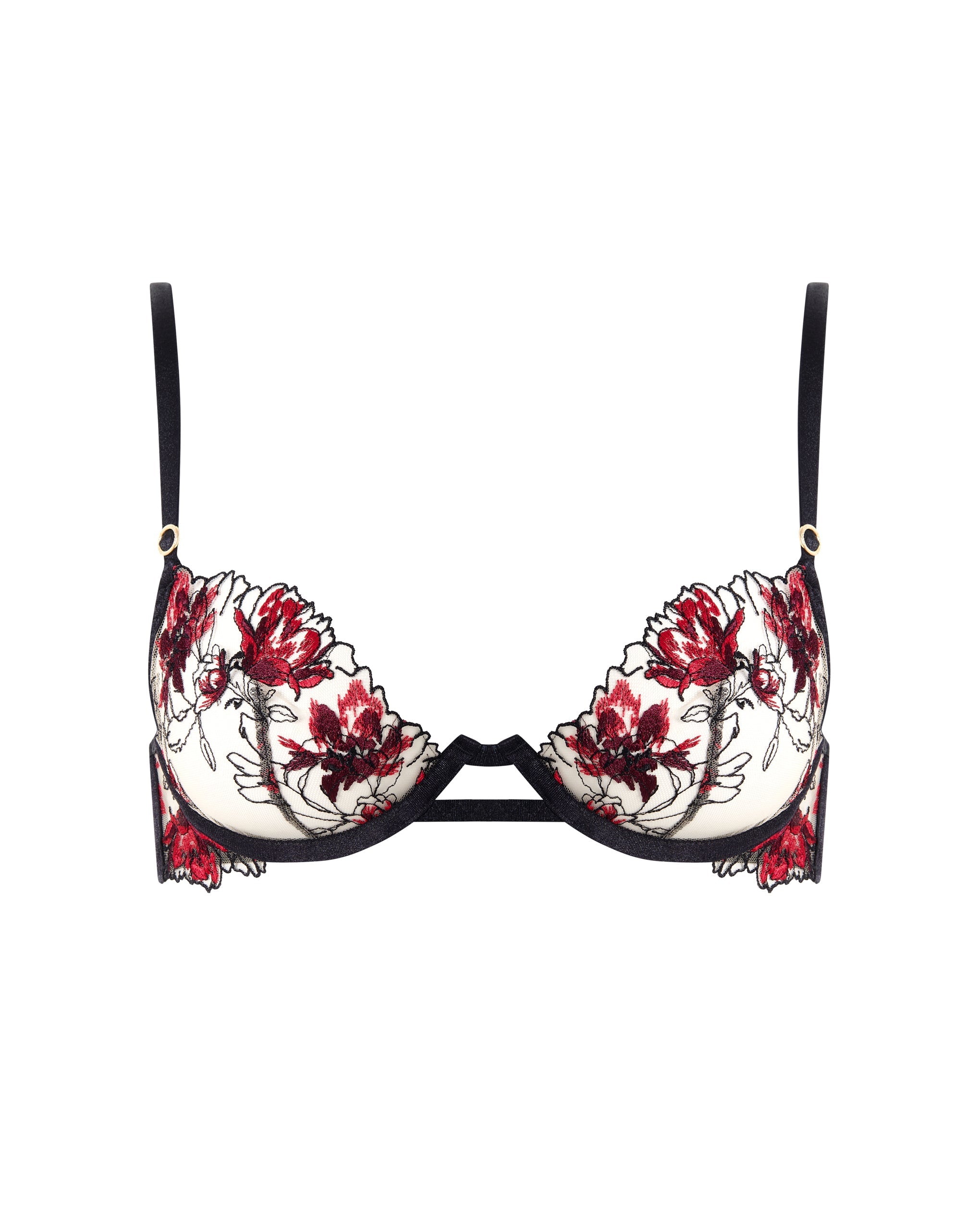 Calista Sheer Floral Bra Black/Cherry