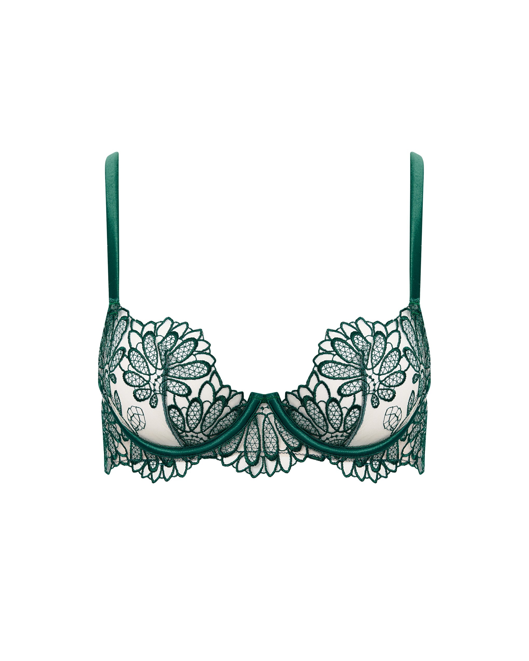 Amaris Sheer Floral Bra Green