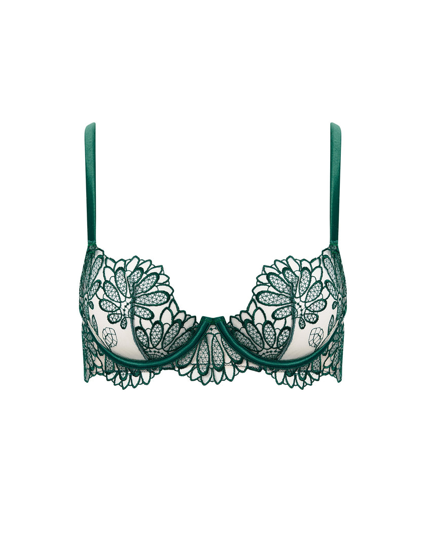 Amaris Sheer Floral Bra Green