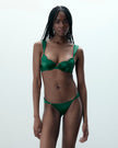 Octavia Satin Moulded Bra Green