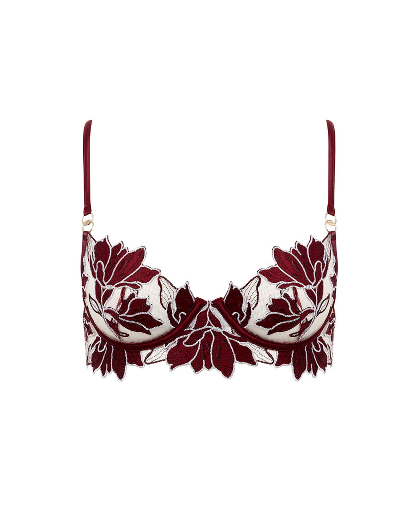 Geneva Embroidered Longline Bra Cherry
