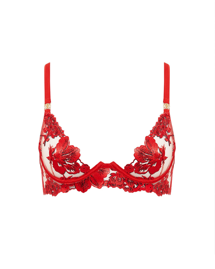 Lavanya Embroidered Longline Bra Red