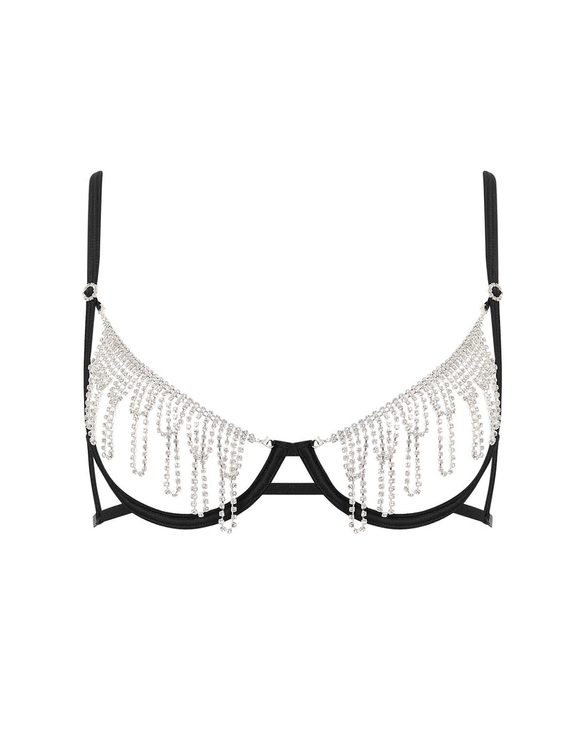 Estelle Open Diamante Bra Black/Silver