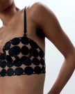 Lia Polka Dot Longline Bra Black