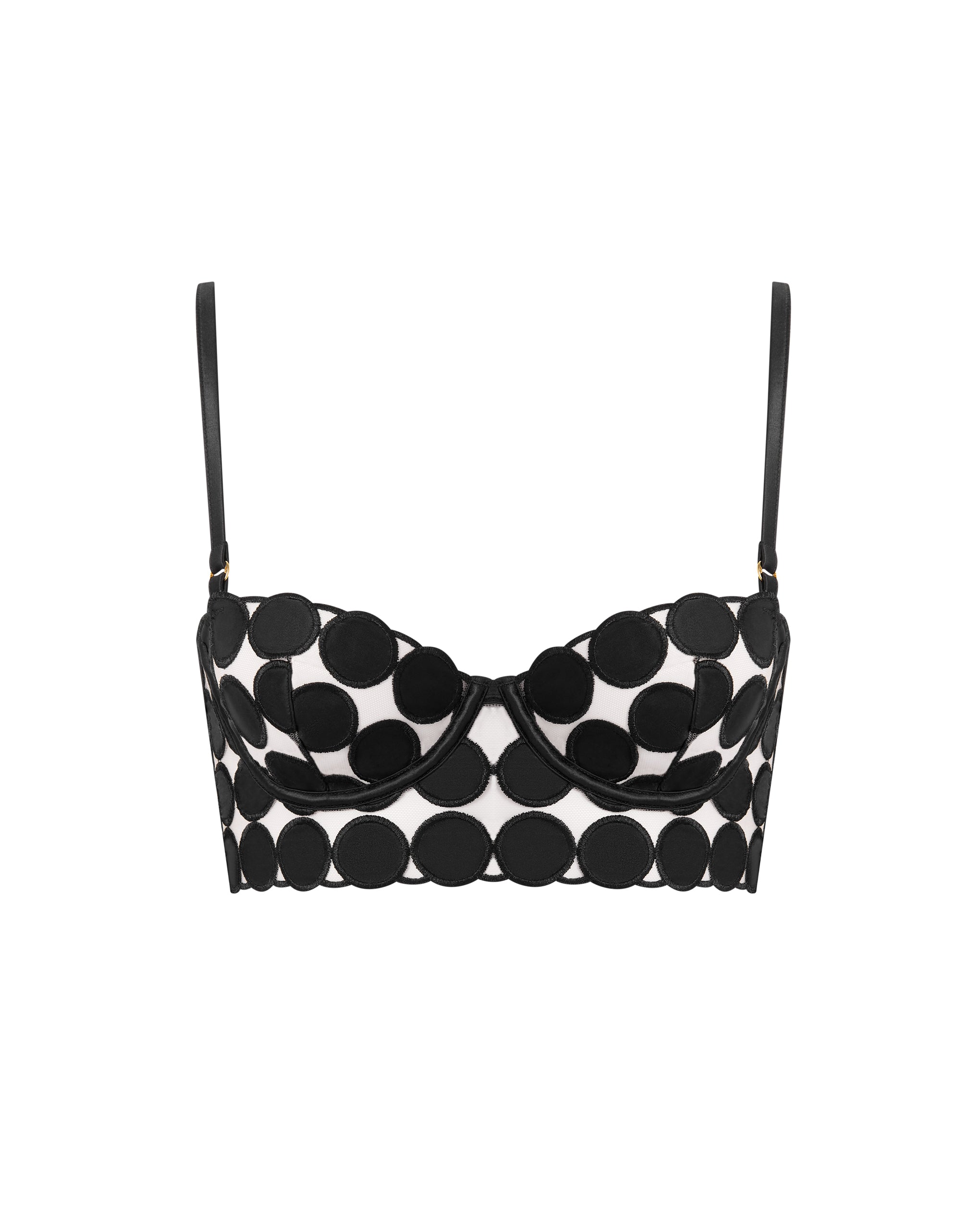 Lia Polka Dot Longline Bra Black
