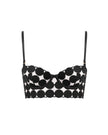 Lia Polka Dot Longline Bra Black