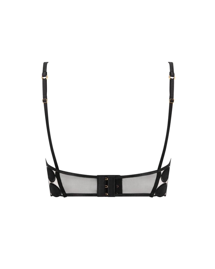 Lia Polka Dot Longline Bra Black
