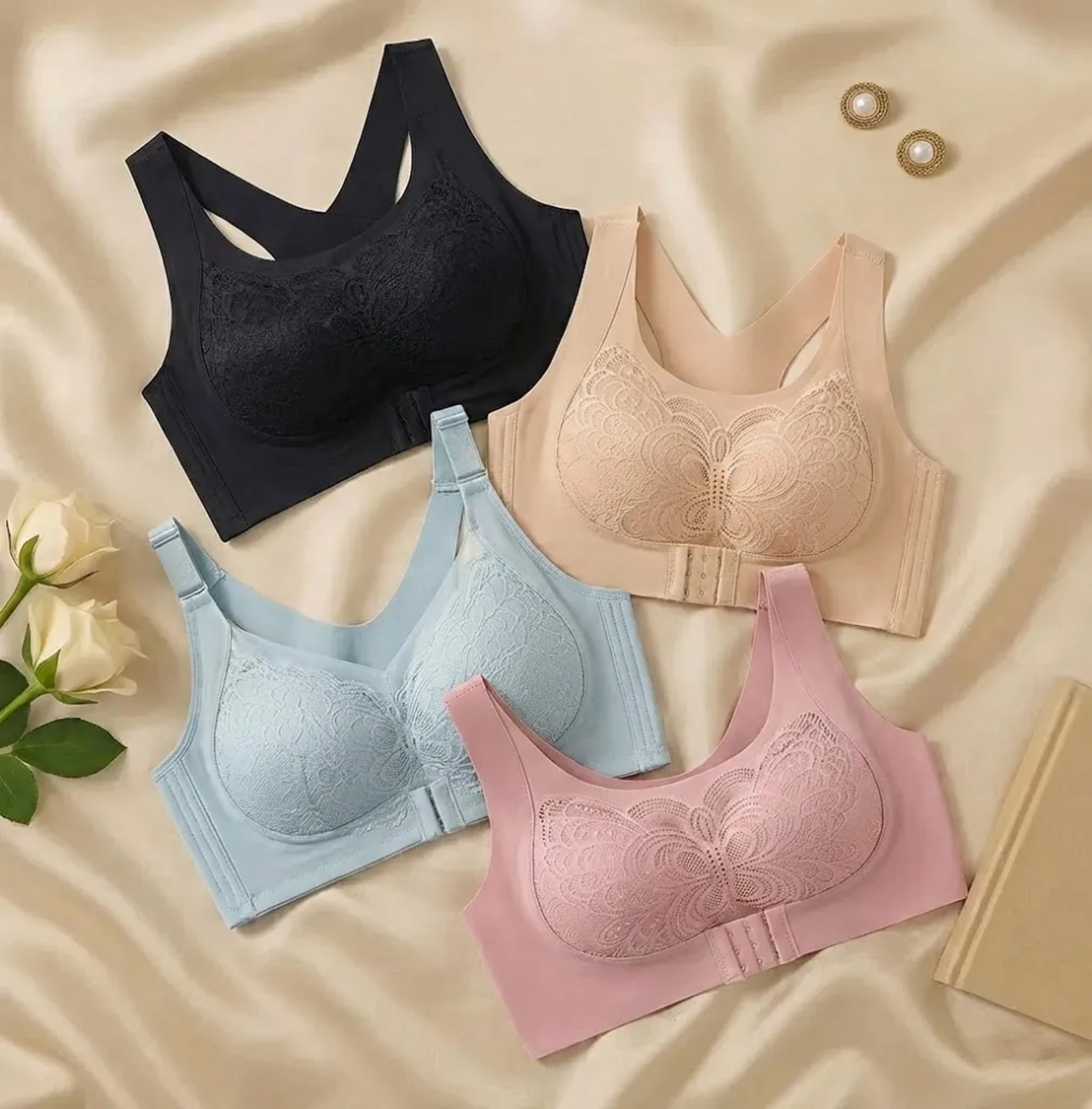 Elegant Lace Front Hook Posture Sports Bra