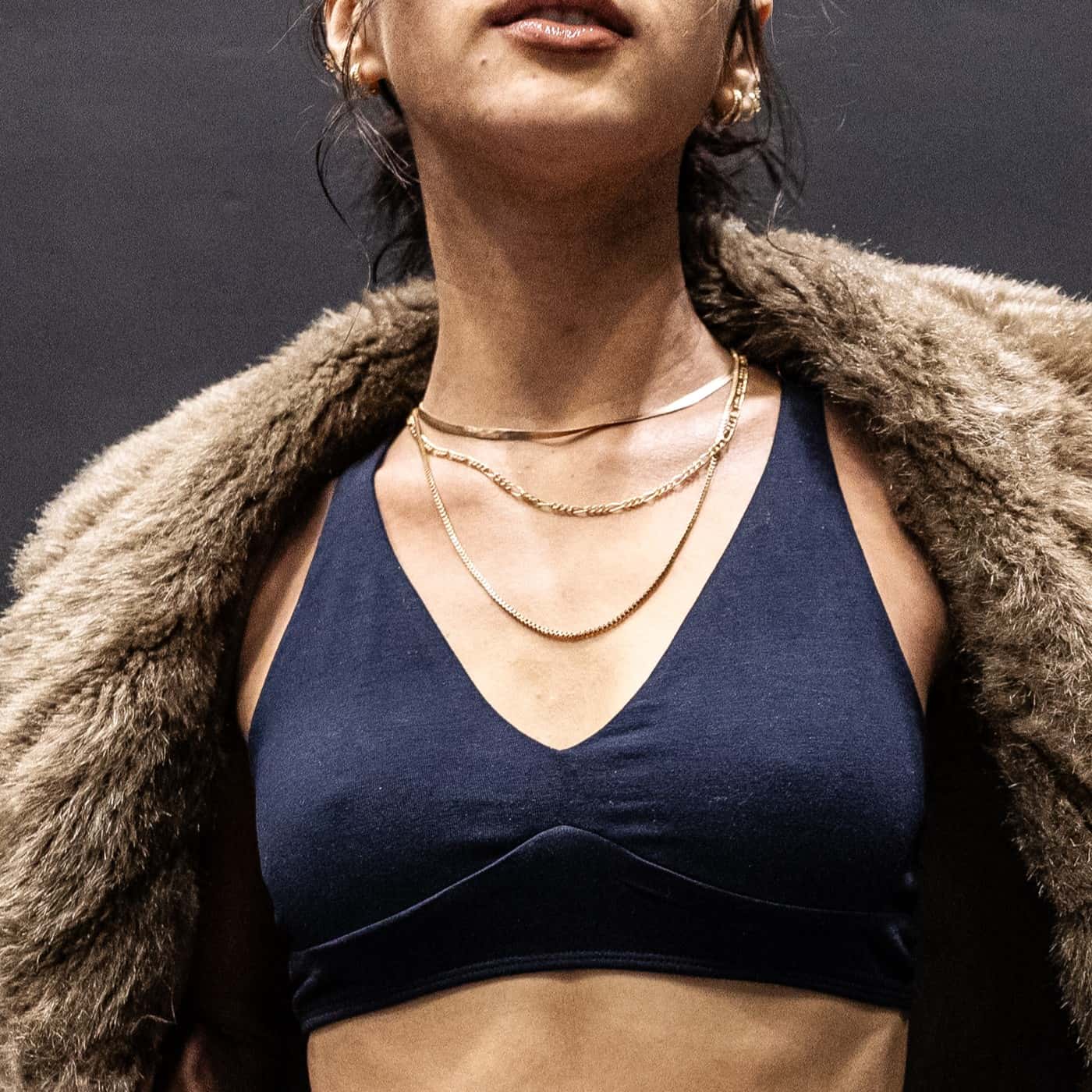 Women's organic cotton bralette in navy blue