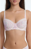 Minx Lace Balconette Bra - Whipped Cream/Lilac Pink