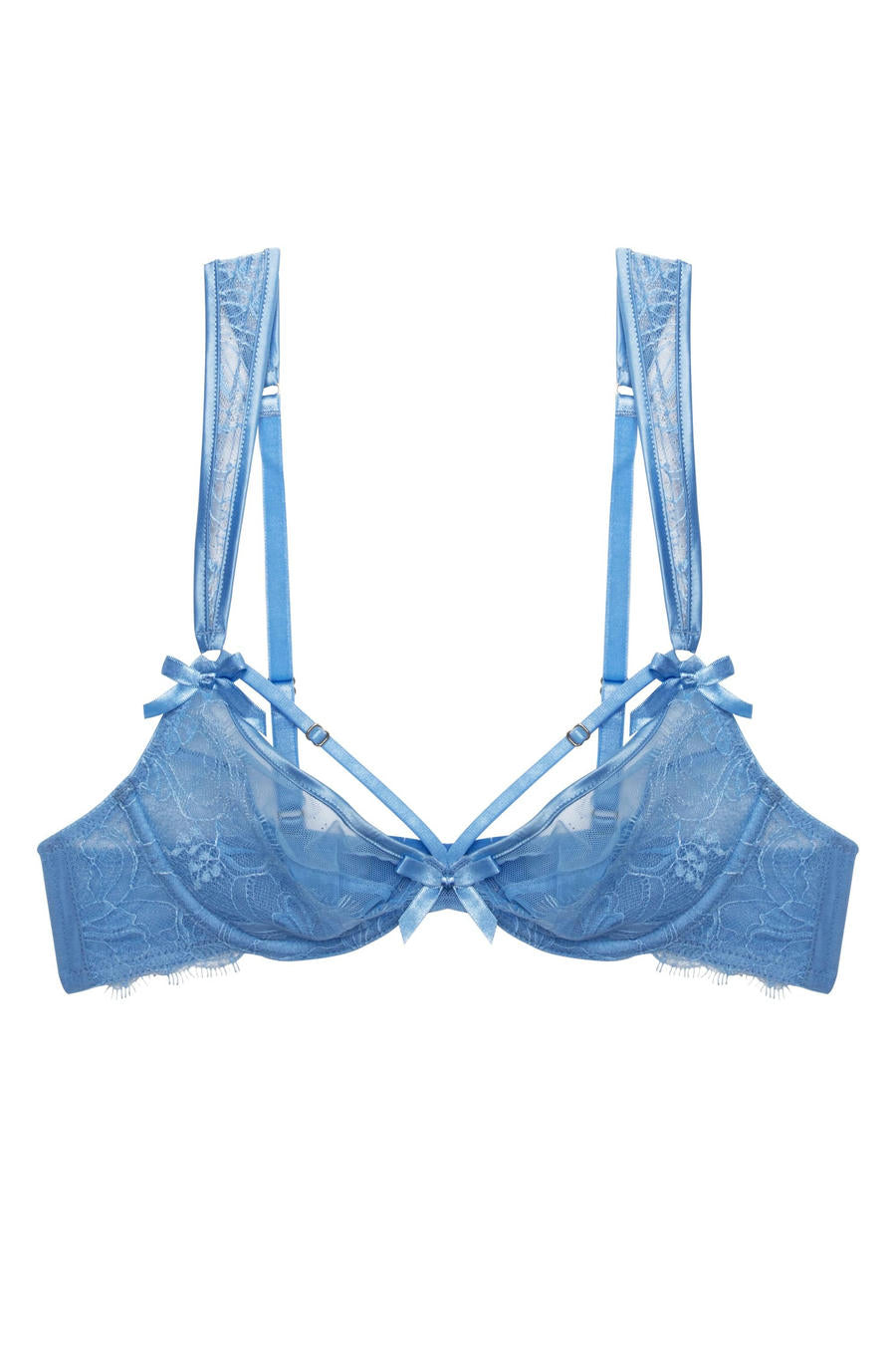 Fallon Lace Plunge Bra - Cornflower Blue