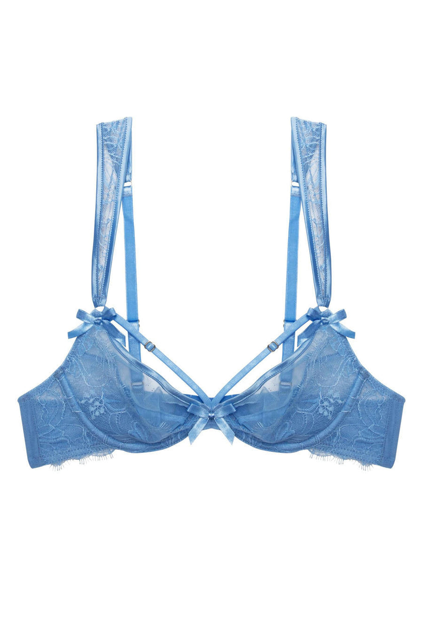 Fallon Lace Plunge Bra - Cornflower Blue