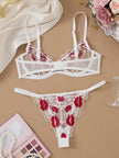Red Kiss Lace Lingerie Set –  Non-Padded Wired Bra & Panty