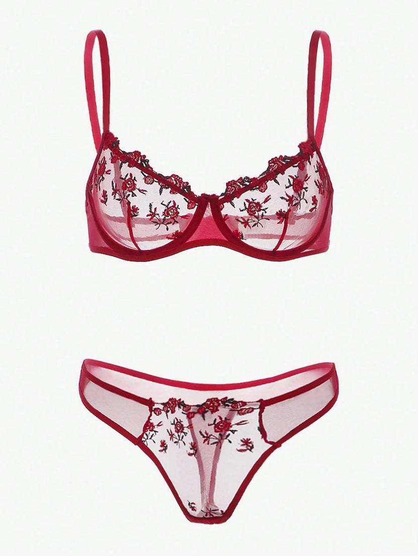 Lace Lingerie Set – Embroidered Bra & Panty