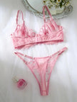 Elegant White Lace Lingerie Set – Soft Mesh Floral Embroidered Bra & Panty