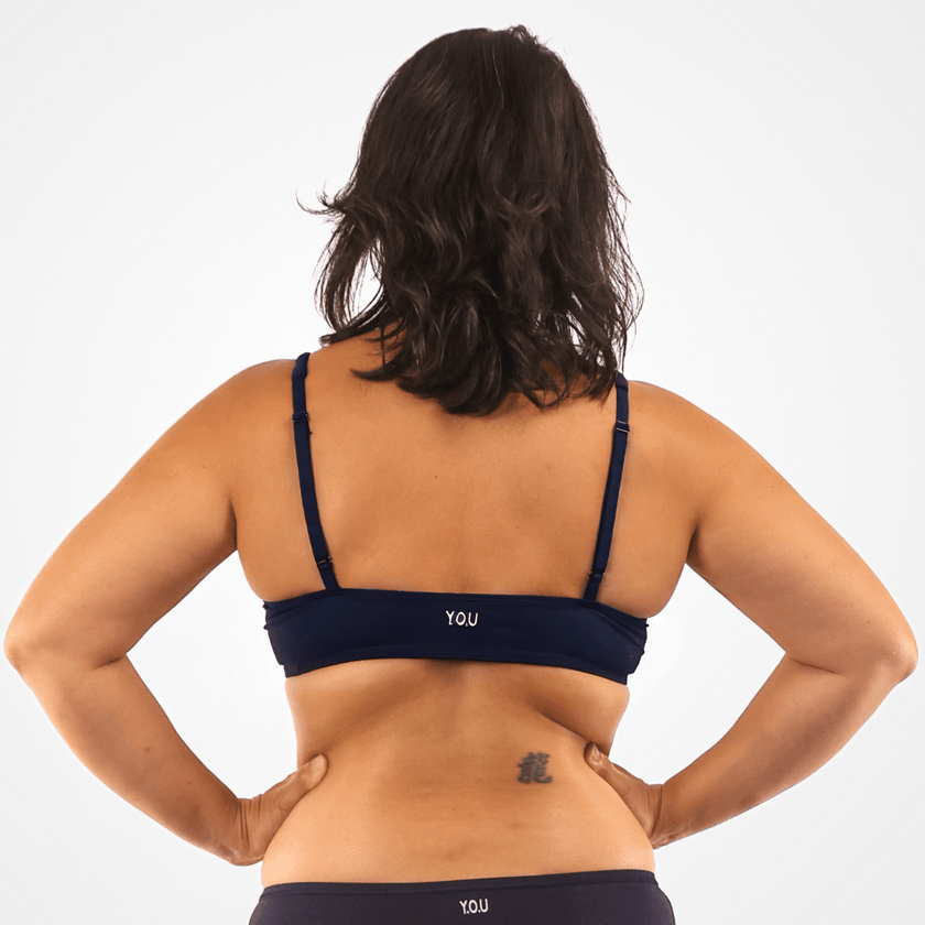 Women's organic cotton bralette in navy blue