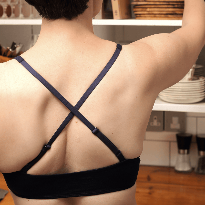 Women's organic cotton bralette in navy blue